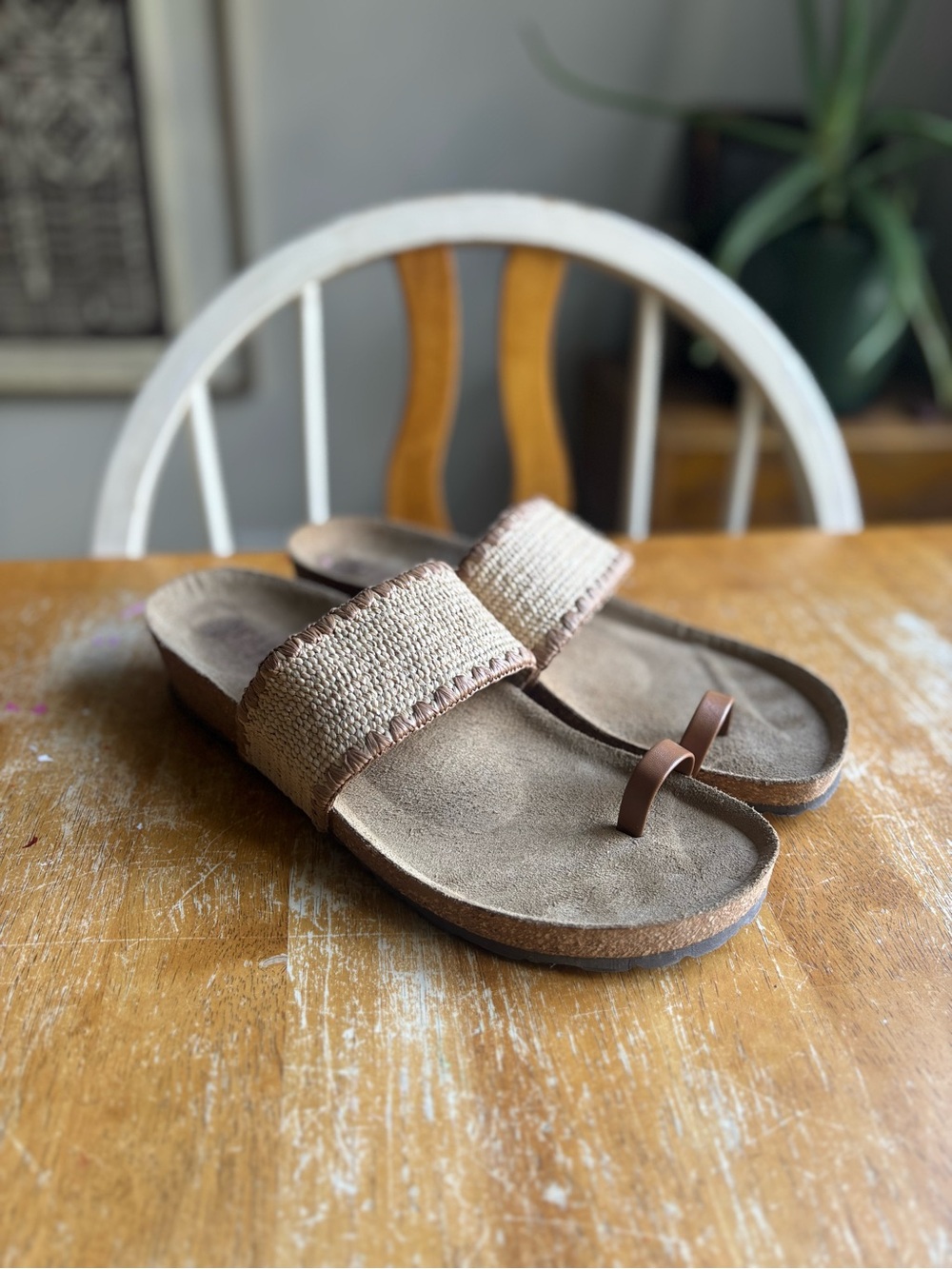 Italian Shoemakers Beige and Brown Woven Slip-On Sandal size 10